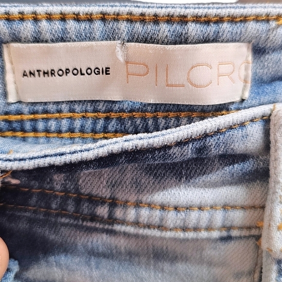 Anthropologie Pilcro Acid Washed Denim Jeans Tapered Leg Size 28 Stretch Casual - Picture 10 of 11